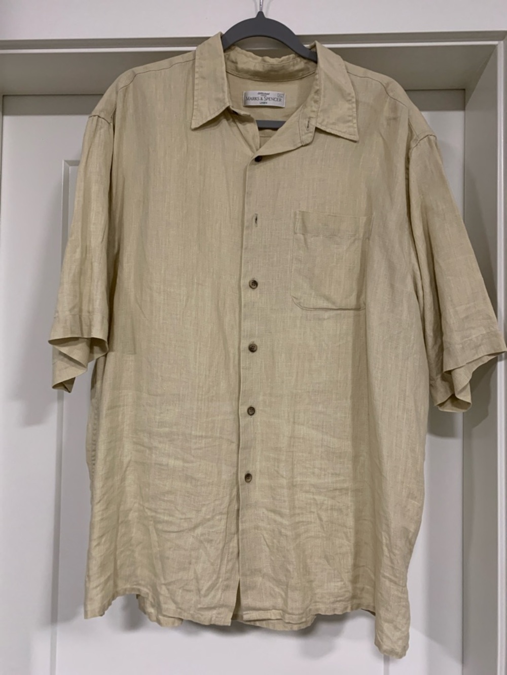 Marks & Spencer Light Beige Short-Sleeve Button-Down Shirt